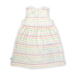 Trendy Baby Wear for Girls 100% Organic Cotton Sleeveless Dotted Stripe Frock with Frog Embroidered - White - Image 3