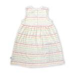Trendy Baby Wear for Girls 100% Organic Cotton Sleeveless Dotted Stripe Frock with Frog Embroidered - White - Image 3