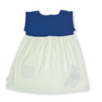 Stylish Kids Wear for Girls 100% Organic Cotton Sleeveless Yoke Frock with Peacock Embroidered - White and Nevy - Image 3