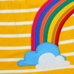 Fashionable Baby Wear for Girls 100% Organic Cotton Stripe Yoke Frock with Rainbow Embroidered - Yellow - Image 4