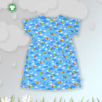 Trendy Baby Wear for Girls 100% Organic Cotton Yoke Frock with All Over Cloud and Birds Printed - Sky Blue