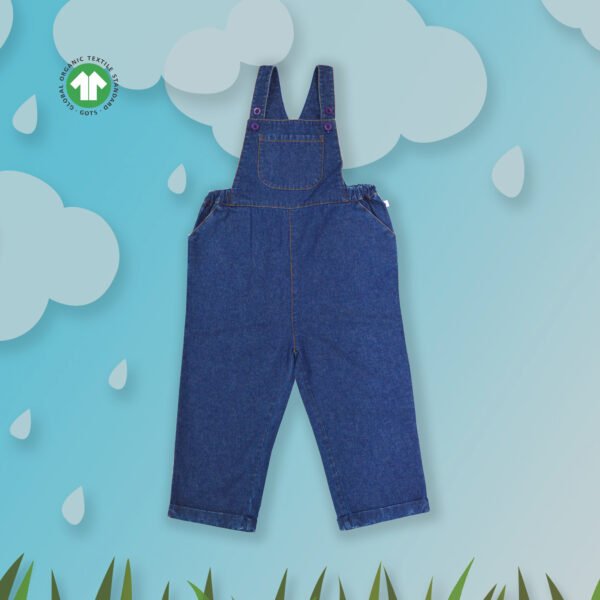 Stylish Unisex Kids Wear 100% Organic Cotton Denim Dungree - Blue - Image 1