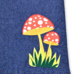 Stylish Kids Wear for Girls 100% Organic Cotton Denim Dress with Mushroom Embroidered - Blue - Image 4