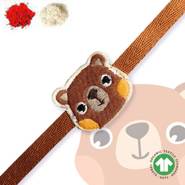 100% Organic Cotton Bear Embroidered Raksha Bandhan Bracelet for Baby and Kids - Image 1