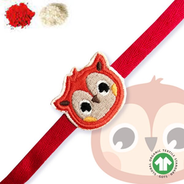 100% Organic Cotton Owl Embroidered Raksha Bandhan Bracelet for Baby and Kids - Image 1