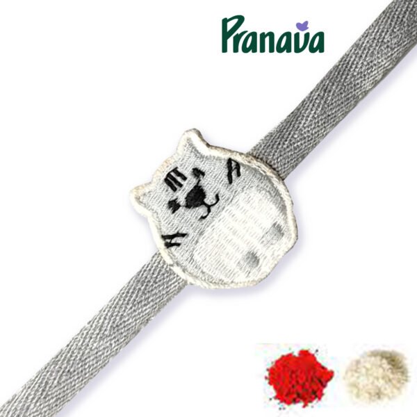 100% Organic Cotton Kitty Embroidered Raksha Bandhan Bracelet for Baby and Kids - Image 1