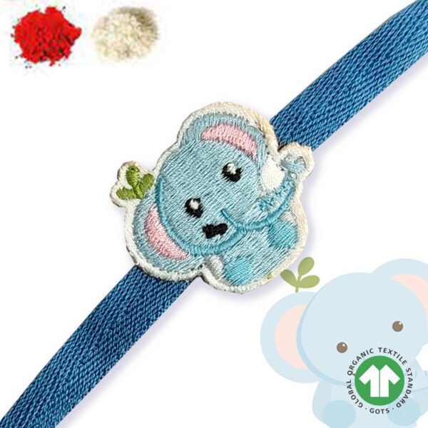 PR23-08 (1) 100% Organic Cotton Elephant Embroidered Raksha Bandhan Bracelet for Baby and Kids - Image 1