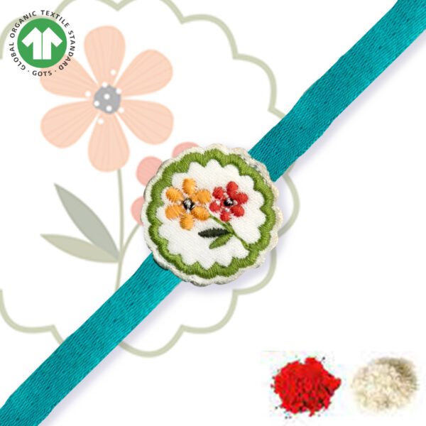 100% Organic Cotton Floral Embroidered Raksha Bandhan Bracelet for Baby and Kids - Image 1