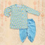 Boys Organic Cotton Printed Kurta & Dhoti Set - Light Blue