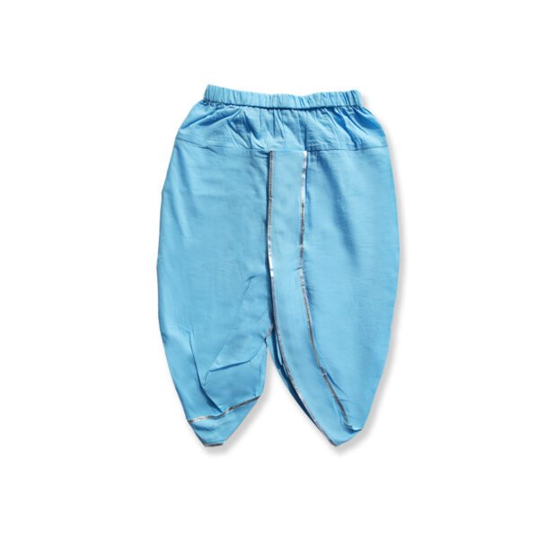 Boys Organic Cotton Printed Kurta & Dhoti Set - Light Blue - Image 4