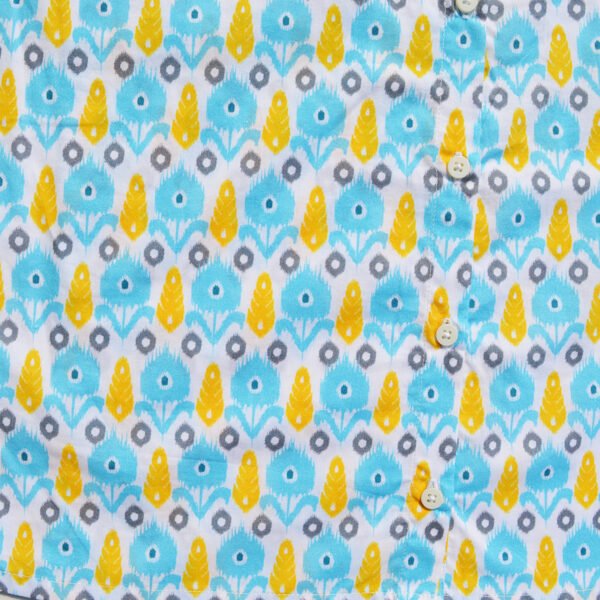 Boys Organic Cotton Printed Kurta & Dhoti Set - Light Blue - Image 5