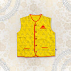 Boys Organic Cotton Rangoli Embroidered Ethnic Jacket-Yellow