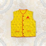 Boys Organic Cotton Rangoli Embroidered Ethnic Jacket-Yellow