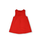 Girls Organic Cotton A-line Dress with Floral Embriodery-Red - Image 4