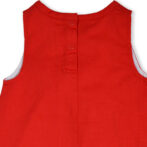 Girls Organic Cotton A-line Dress with Floral Embriodery-Red - Image 5