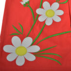 Girls Organic Cotton A-line Dress with Floral Embriodery-Red - Image 3