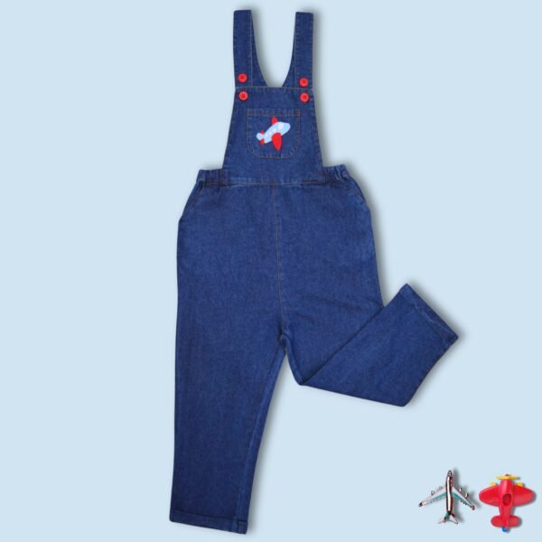 1-6-scaled-1.jpg Unisex Kids Wear 100% Cotton Denim Plane Embroidered Dungree - Image 1