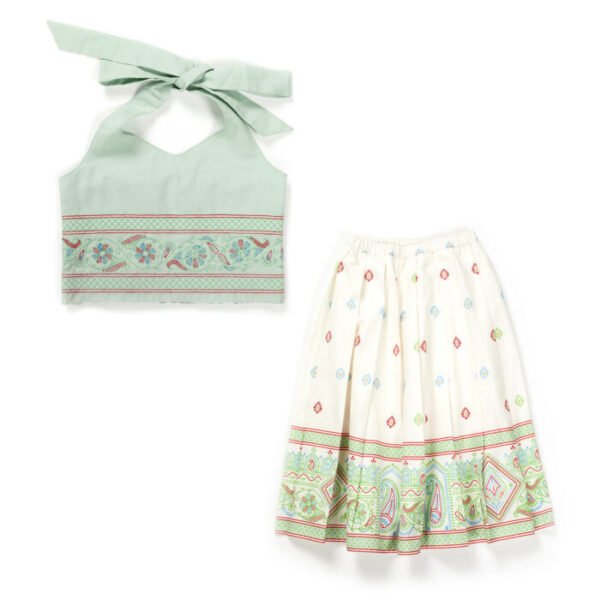 Girls Festive Printed Skirt, Blouse & Shaded Dupatta - Image 1