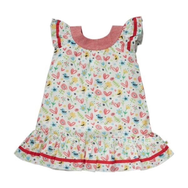 Girls 100% Organic Cotton Floral Printed Frock - Image 1