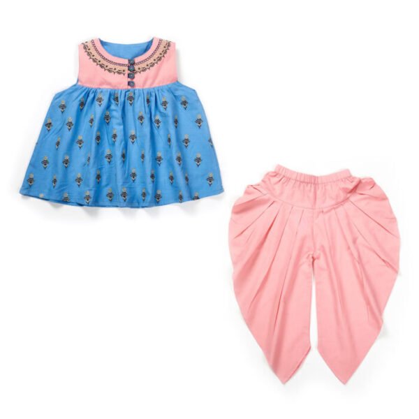 19-2.jpg Girls Embroidered 100% Organic Top & Pyjama Set - Image 1