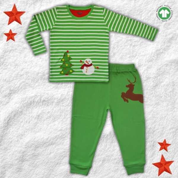 Unisex Christmas Theme Embroidered T-Shirt & Pant Set - Image 2