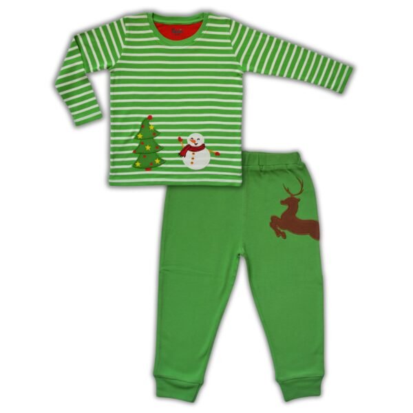 Unisex Christmas Theme Embroidered T-Shirt & Pant Set - Image 1