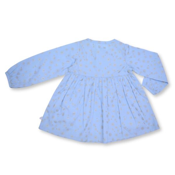 Girls Organic Cotton Gathered Shiny Printed Frock - Image 4