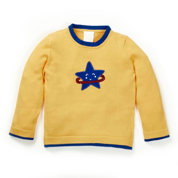 Girls Star Embroidered 100% Organic Cotton Sweater - Image 1