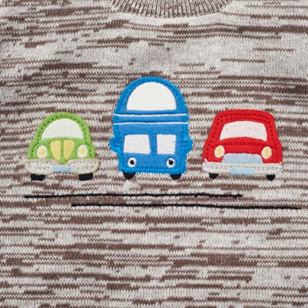 Boys Car & Bus Embroidered 100% Organic Cotton Sweater - Image 2