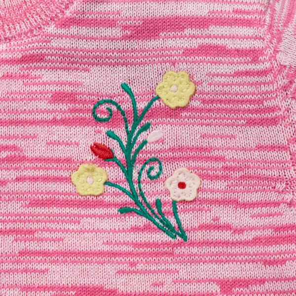 Girls Floral Embroidered 100% Organic Cotton Sweater - Image 3