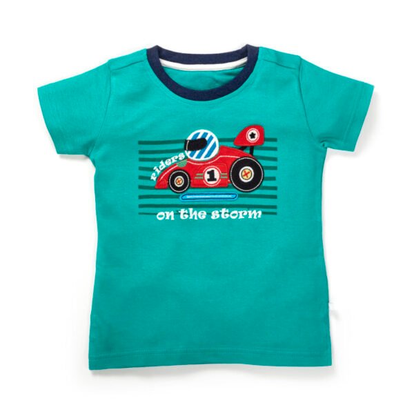 Boys Car Graphic Printed 100% Organic Cotton T-Shirt - Image 1