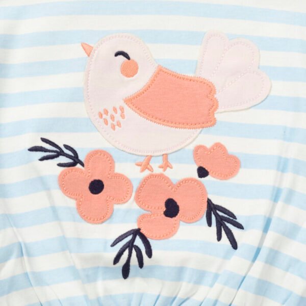 Girls Birds & Floral Embroidered Organic Cotton Top - Image 3