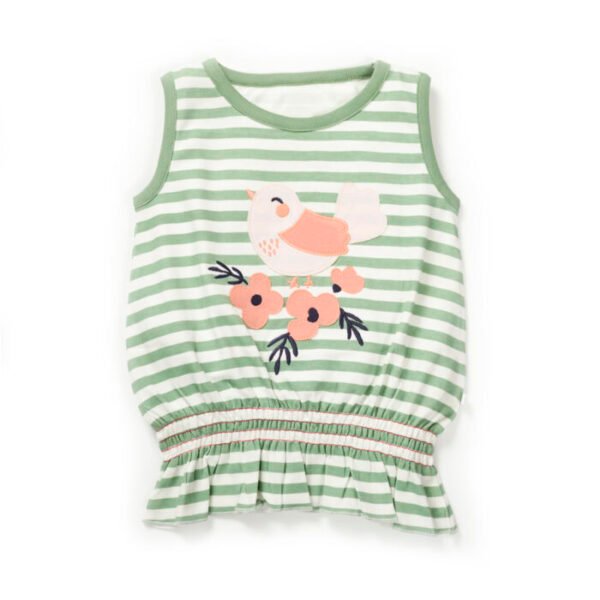 Girls Birds & Floral Embroidered Organic Cotton Top - Image 1