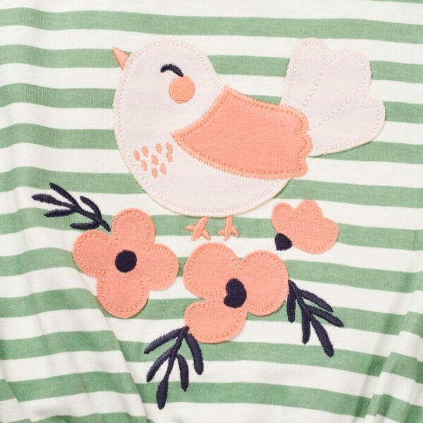 Girls Birds & Floral Embroidered Organic Cotton Top - Image 2