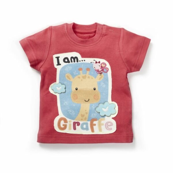 Girls Bird & Giraffe Printed T-Shirts Combo - Pink & Yellow - Image 6