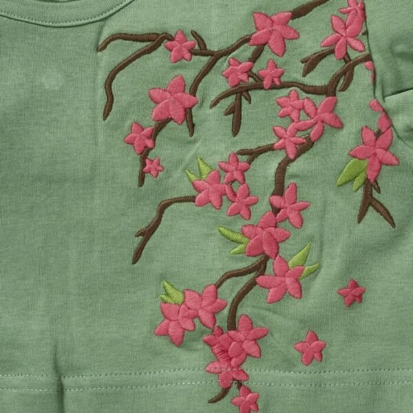 Girls Butterfly & Floral Embroidered Organic Cotton Top - Image 2