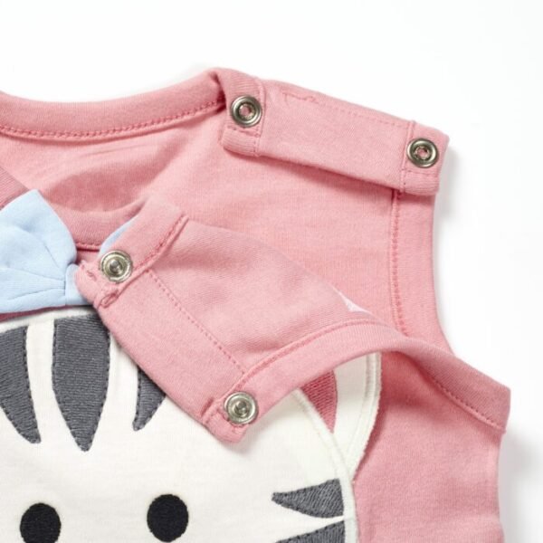 Girls Kitty Embroidered Sleeveless denim Romper - Image 2