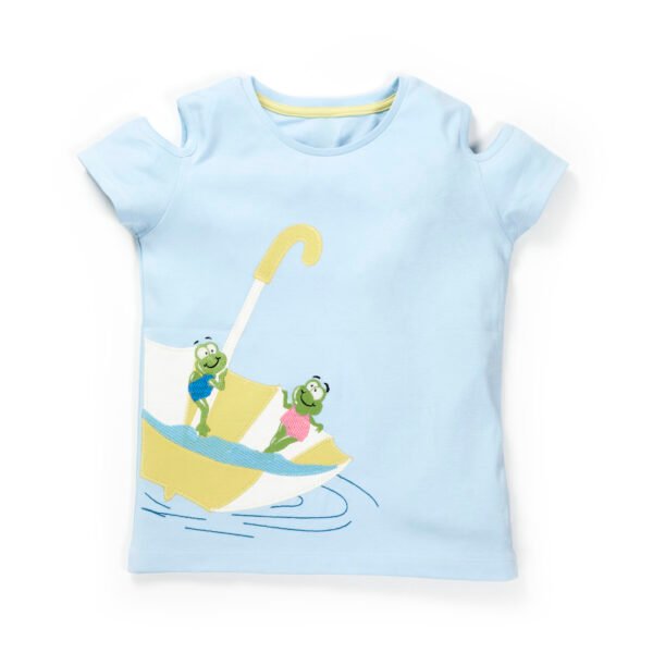 Kids Girl 100% Organic Cotton Umbrella Printed Top - Image 1