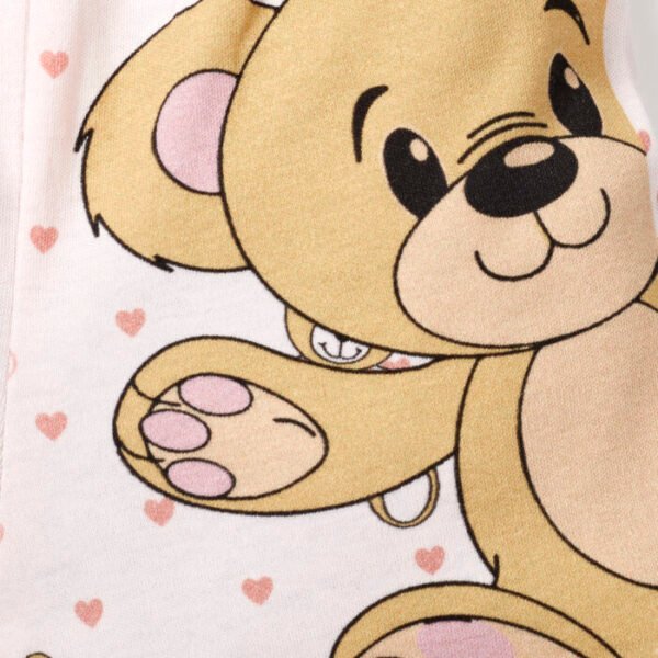 Girls Frill Neck Top and Teddy printed Leggings Set - Image 3