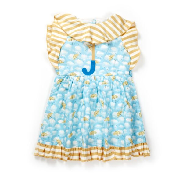 Girls Organic Cotton Umbrella Pattern Printed Frock - Image 1