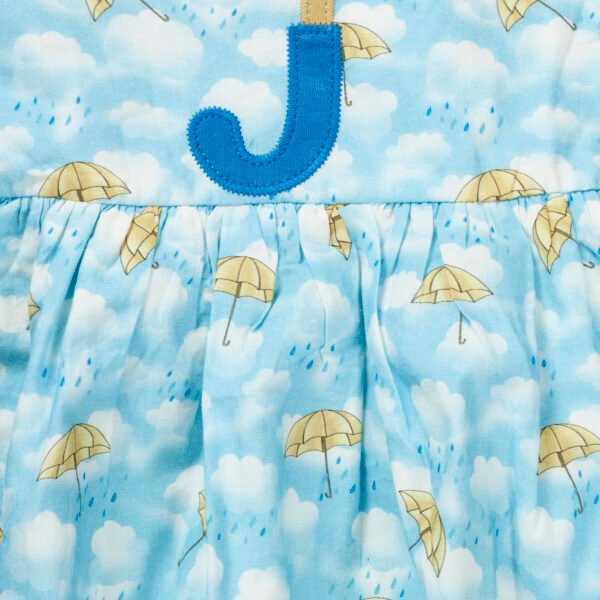 Girls Organic Cotton Umbrella Pattern Printed Frock - Image 2