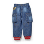 Boys Embroidered 100% Organic Cotton Cargo Denim Pant