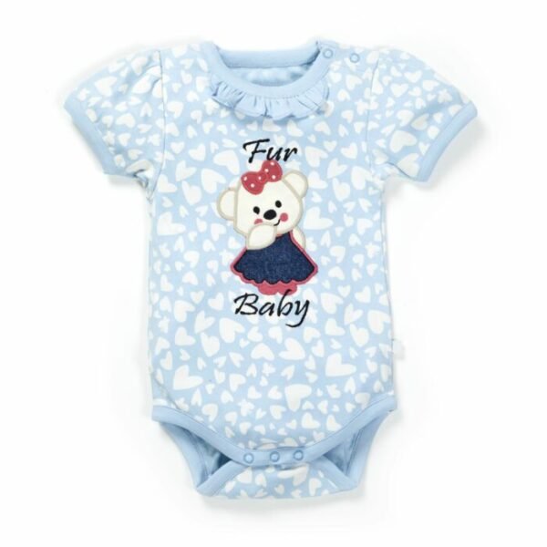 Girls Printed 100% Organic Cotton Frill Neck Bodysuit - Image 1