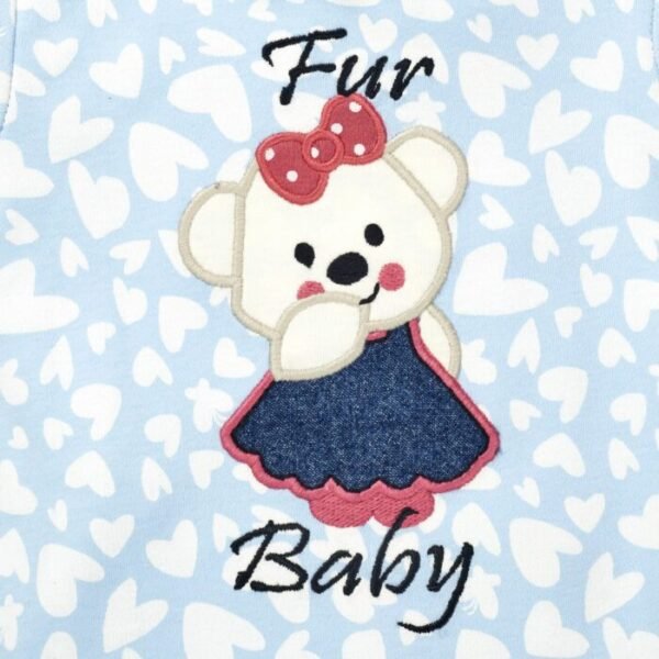 Girls Printed 100% Organic Cotton Frill Neck Bodysuit - Image 2