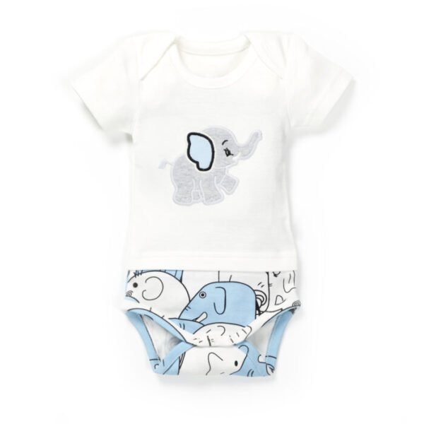 Boys 100% Organic Cotton Bodysuit with Elephant print - Image 1