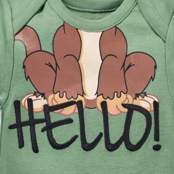 Boys 100% Organic Cotton Bodysuit with Monkey Print - Image 2