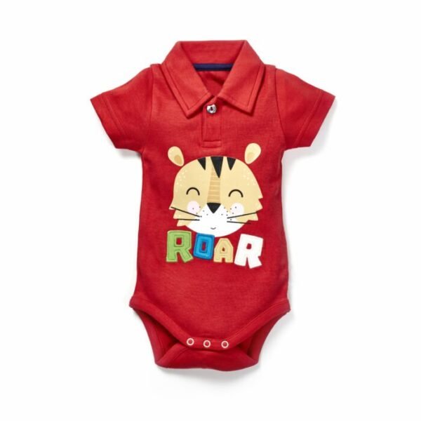 Boys 100% Organic Cotton Bodysuit With Tiger Print - Image 1