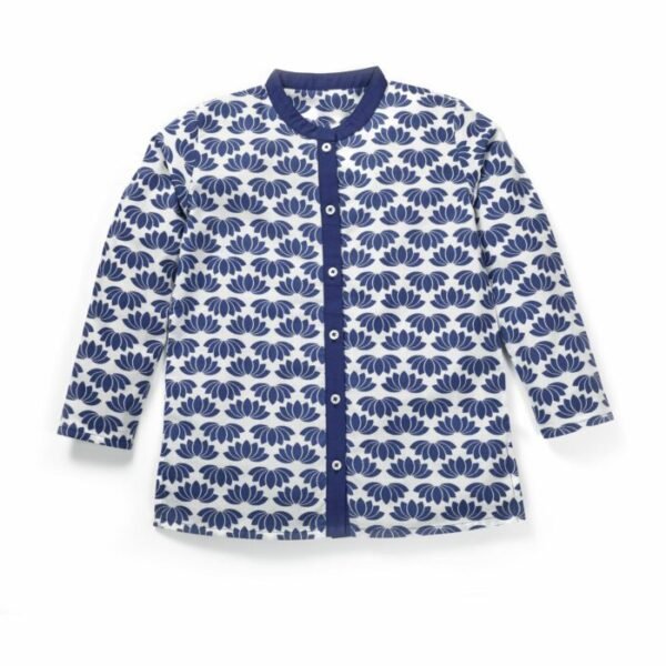 Boys Ethnic Lotus Printed Kurta and Pajama Set - Image 2