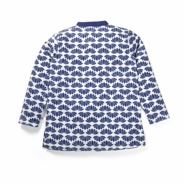 Boys Ethnic Lotus Printed Kurta and Pajama Set - Image 3