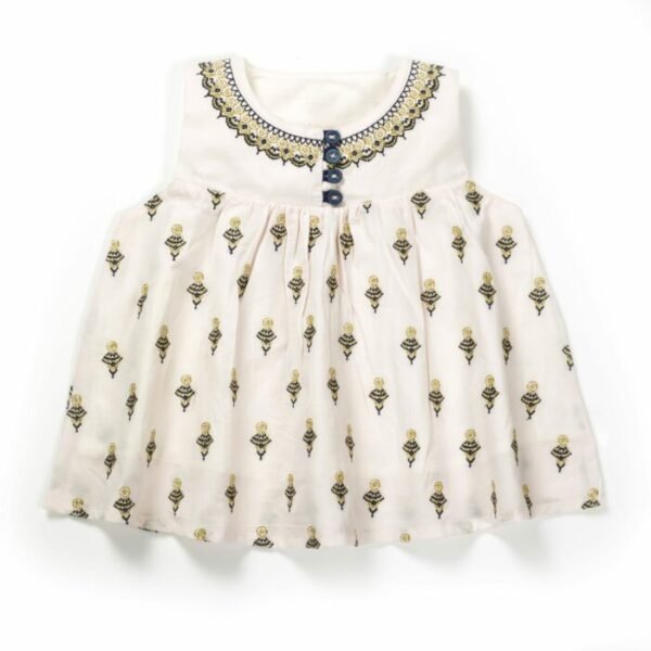 Girls Festive Embroidered 100% Organic Top & Pyjama - Image 3